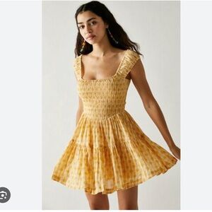 Free People yellow mini dress
